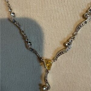 Silver Necklace with Yellow Gemstone